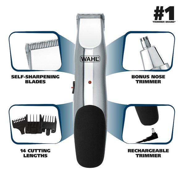 5622 Groomsman Rechargeable Beard, Mustache, Hair & Nose Hair Trimmer for Detail